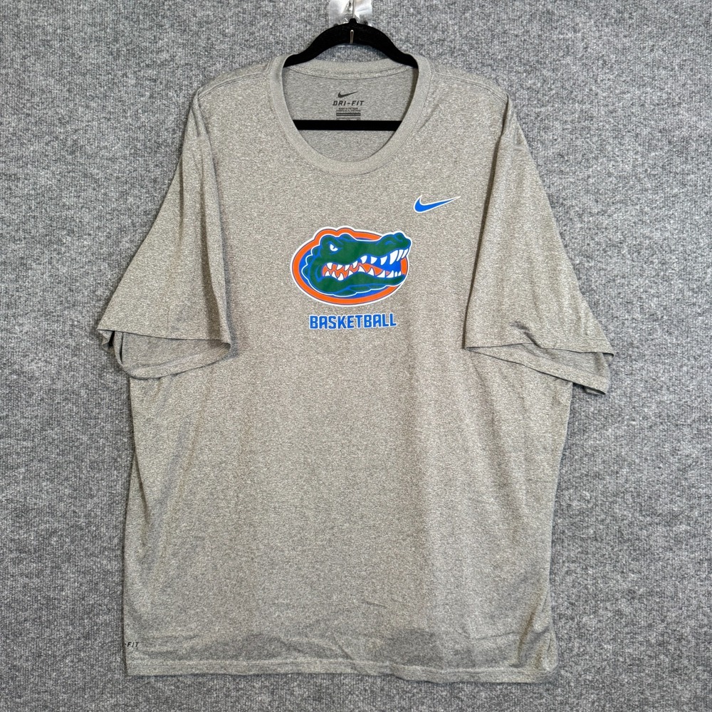 Nike Florida Gators Tshirt Mens 2XL Gray Performance Stretch Basketball NCAA